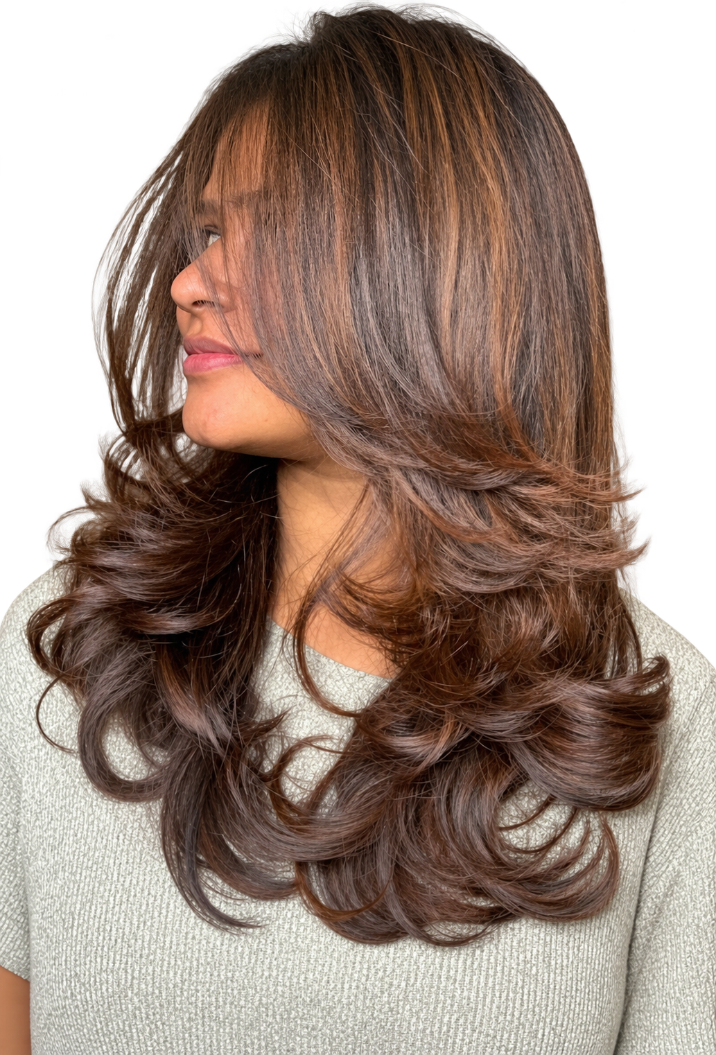 Client layered waves, face and hairstyle retained from supplied photograph