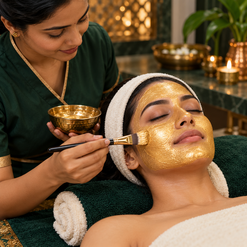 Gold facial treatment illustration
