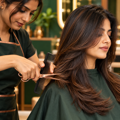 Ladies haircut and styling service illustration